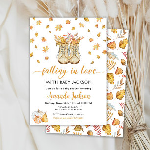 Autumn Boots Falling in love Pumpkins Baby Shower Invitation