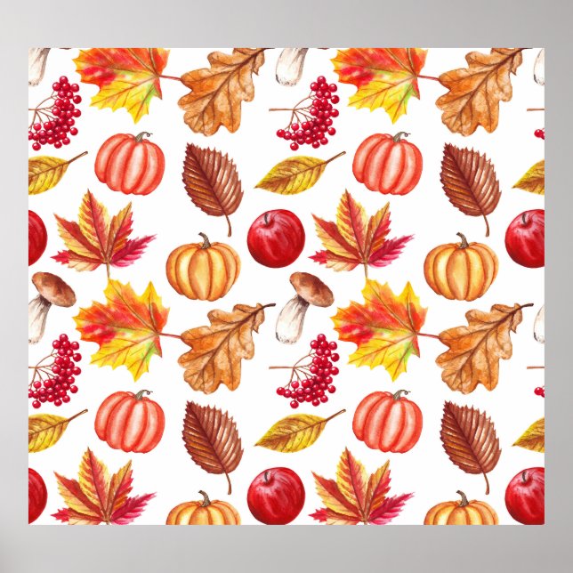Autumn Botanic Seamless: Floral Elegance. Poster (Front)