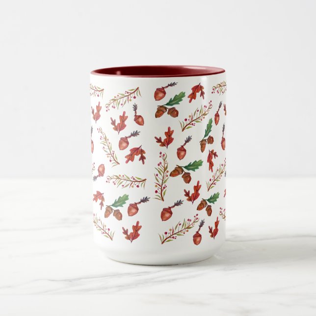 Autumn Botanical Art, Acorns   Mug (Center)
