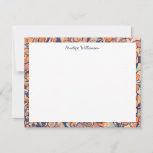 Autumn Botanical Earthy Neutrals Blue Personalized Card