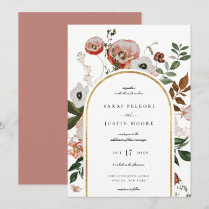 Autumn Botanical Floral Arch Frame Wedding Invitation