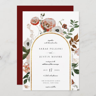 Autumn Botanical Floral Arch Frame Wedding Invitation