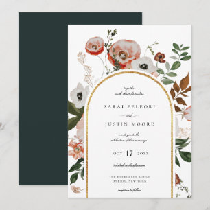 Autumn Botanical Floral Arch Frame Wedding Invitation