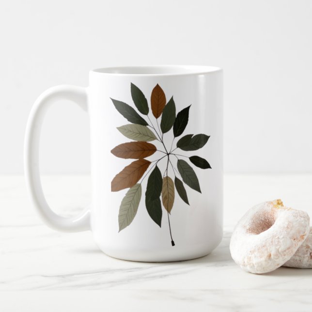 Autumn Botanical Leaf Art  Coffee Mug (With Donut)