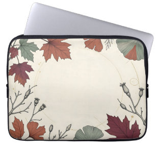 Autumn Botanical Leaf Wreath Frame Design Laptop Sleeve