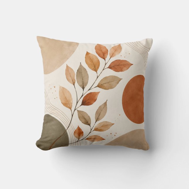 Autumn Botanical Leaves Decorative Pillow (Front)