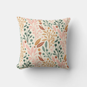 Autumn Botanical Pattern Throw Pillow
