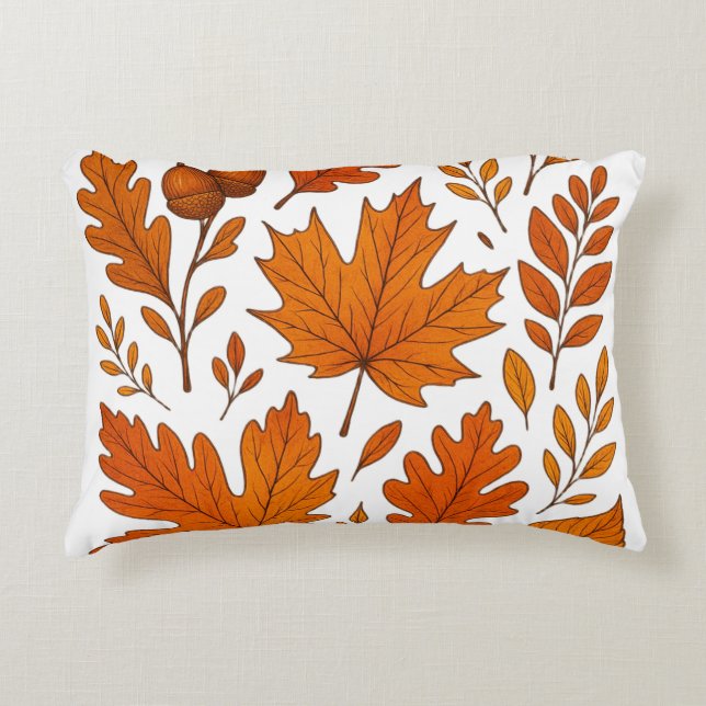 Autumn Botanical – Vintage Fall Leaves Accent Pillow (Front)