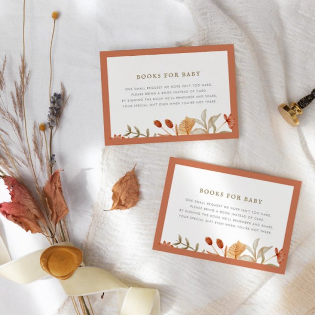 Autumn Botanical Whimsy Fall Baby Shower Enclosure Card (An adorable fall-themed books for baby enclosure card!)