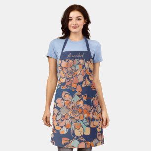 Autumn Botanicals in Earthy Neutrals and Navy Apron