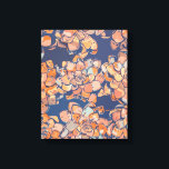 Autumn Botanicals in Earthy Neutrals and Navy  Canvas Print<br><div class="desc">A bold botanical design of floral rosettes in a rich autumn colour palette of blues and beige.</div>