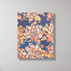 Autumn Botanicals in Earthy Neutrals and Navy  Canvas Print