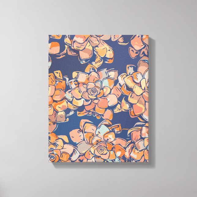 Autumn Botanicals in Earthy Neutrals and Navy  Canvas Print (Front)