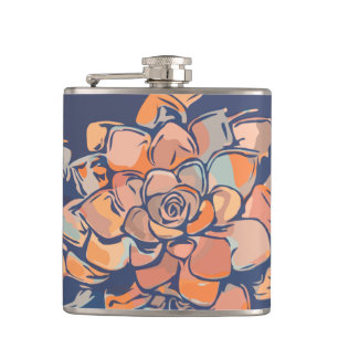 Autumn Botanicals in Earthy Neutrals and Navy Hip Flask