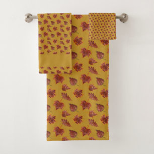 Autumn Botanicals - Mustard. Bath Towel Set