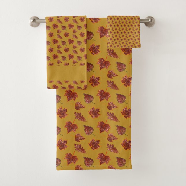 Autumn Botanicals - Mustard. Bath Towel Set (Insitu)