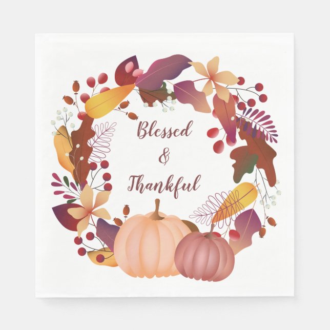 Autumn Bounty Blessed Thanksgiving Napkin (Front)