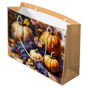 Autumn Bounty, pumpkins, Grapes honey Large Gift Bag