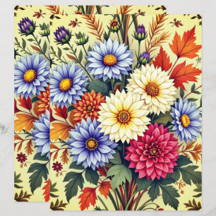 Autumn Bouquet Asters and Dahlias Scrapbook Paper