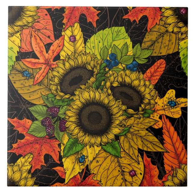 Autumn bouquet on black tile (Front)