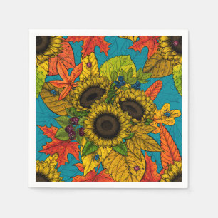 Autumn bouquet on blue napkin