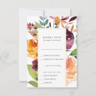 Autumn Bouquet RSVP Card with Meal Choice