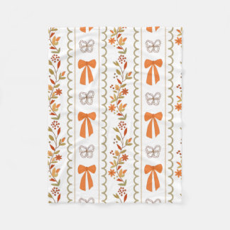 Autumn Bows & Florals Fleece Blanket – Cozy Fall D