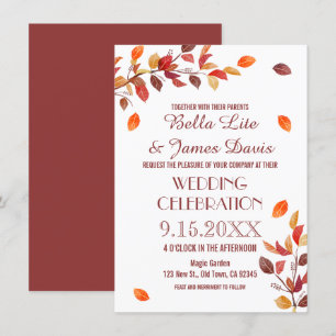 Autumn Branch Fall Leafs Wedding Invitations