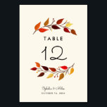 Autumn Branches 5x7 Wedding Table Number<br><div class="desc">This wedding table number features the table number circled by two autumn branches. It has space for the couple's names and the date at the bottom. The design repeats on the back.</div>