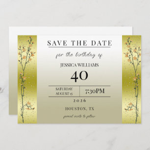 Autumn Branches, Confetti Gold Save The Date Invitation