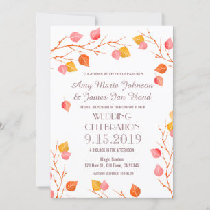 Autumn Branches Leaves Fall Wedding Invitations