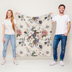 Autumn Breath Seamless Flower Pattern Fleece Blanket