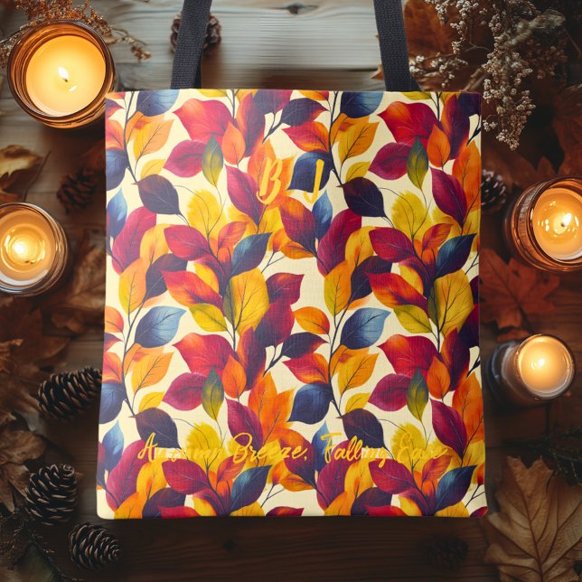Autumn Breeze with Vibrant Fall Leaves Tote Bag (Creator Uploaded)
