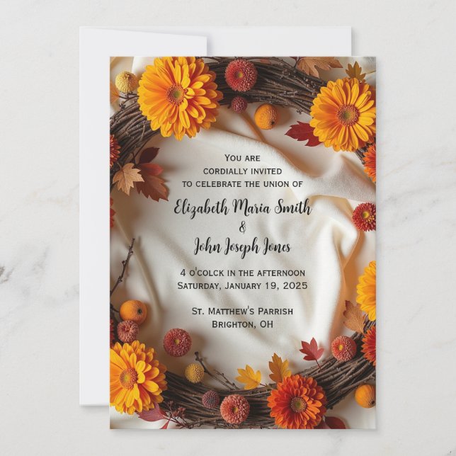 Autumn Bridal Wreath Invitation (Front)