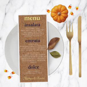 Autumn Bride Reception Party Menu Cards