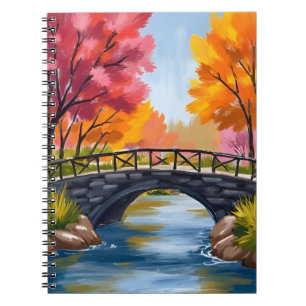 Autumn Bridge Fall Foliage Watercolor Nature Notebook