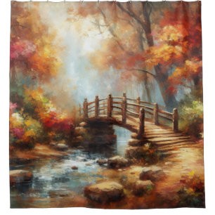 “Autumn Bridge Over Serene Stream”