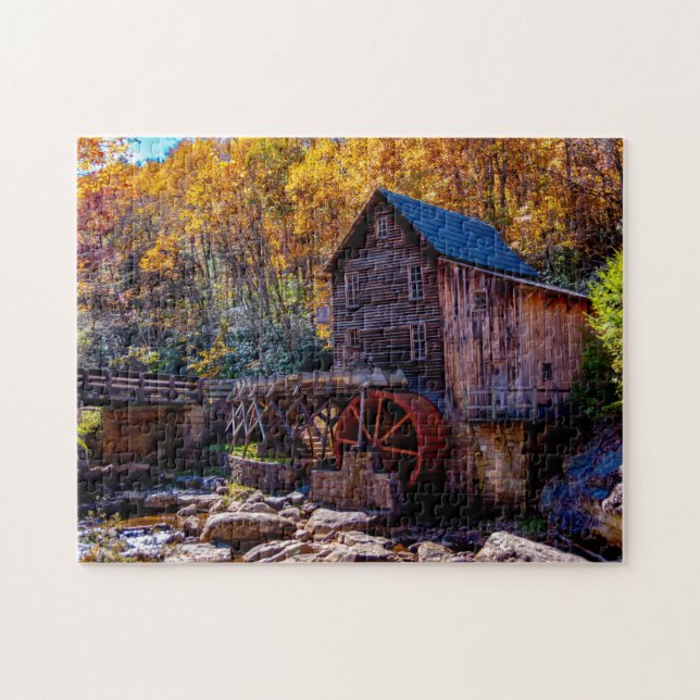 Autumn Bridge Pretty Landscape Photos USA Contrysi Jigsaw Puzzle (Horizontal)