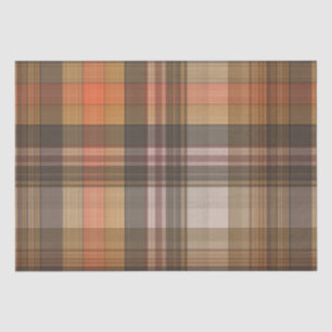 Autumn Brown and Orange Plaid Tissue Paper