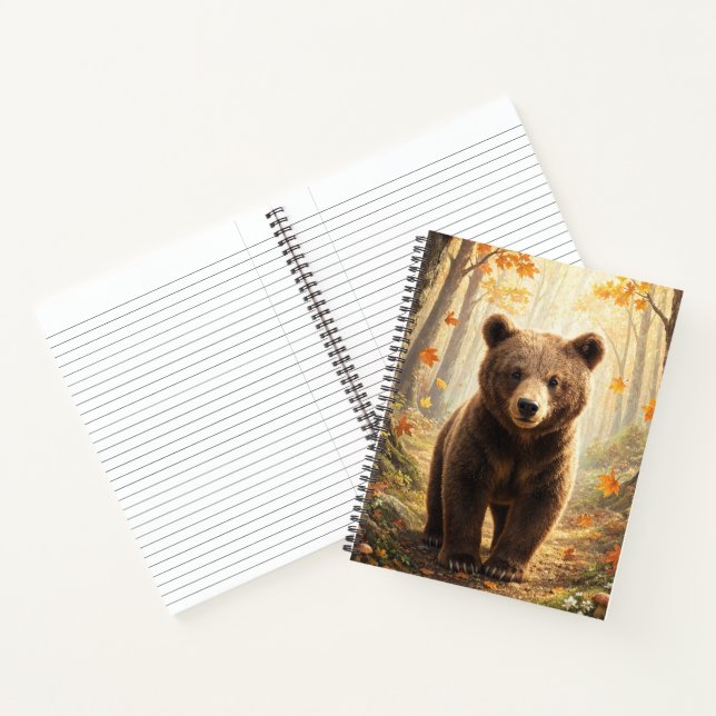 Autumn Brown Bear Forest Wildlife Art Notebook (Inside)