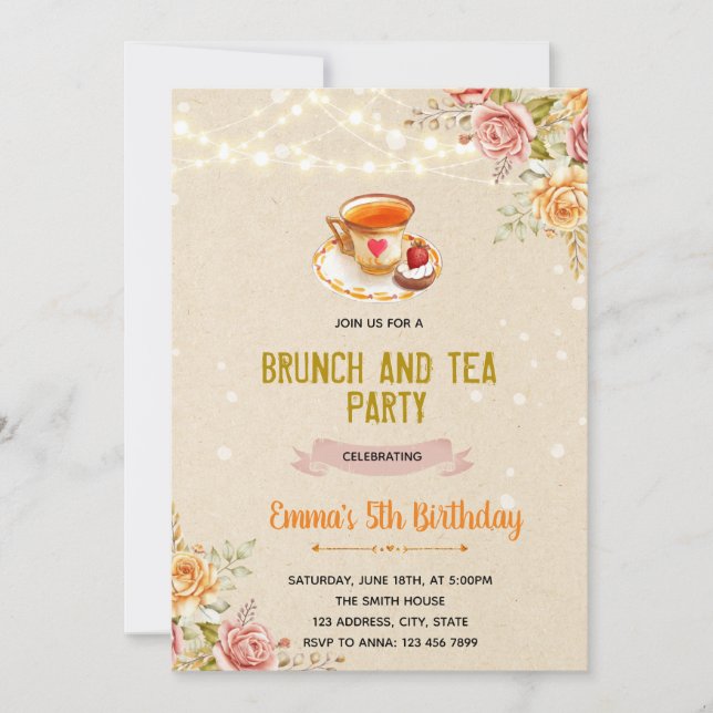 Autumn brunch and tea invitation (Front)