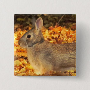 Autumn Bunny 2 Inch Square Button
