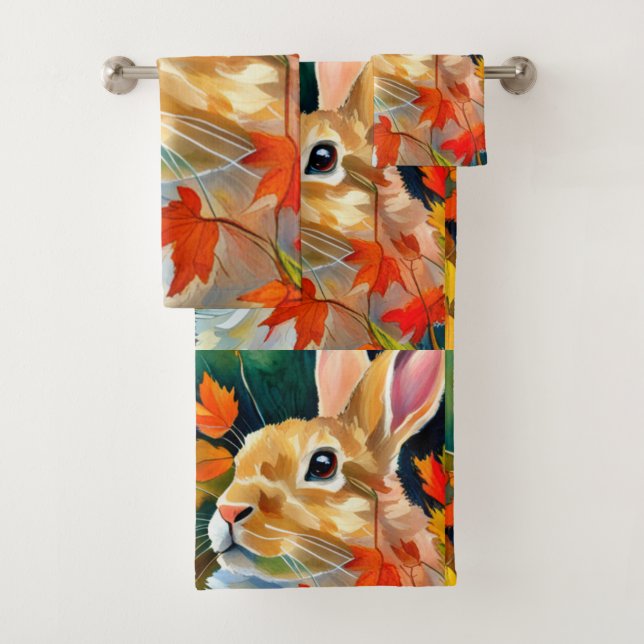 Autumn Bunny Bath Towel Set (Insitu)