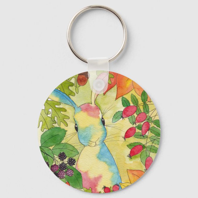 Autumn Bunny by Peppermint Art Keychain (Front)
