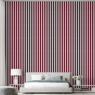 Autumn Burgundy and White Striped Wallpaper