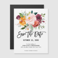 Autumn Burgundy Blush Floral Blossom Save the date
