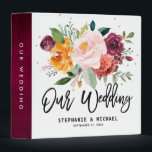 Autumn Burgundy Blush Floral Blossom Wedding Album Binder<br><div class="desc">Watercolor autumn / fall floral wedding photo album 3 ring binder features a stunning bouquet of blush, orange peach, and marsala burgundy rose flowers with lush green botanical leaves and eucalyptus leaves and faux gold glitter. This colourful invitation will be perfect for fall or autumn weddings, spring weddings, and boho-themed...</div>