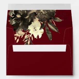 Autumn Burgundy Dried Flowers Wedding Envelope