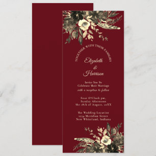 Autumn Burgundy Dried Watercolor Floral Wedding Invitation