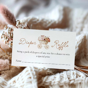 Autumn Burgundy Floral Diaper Raffle Ticket Enclosure Card